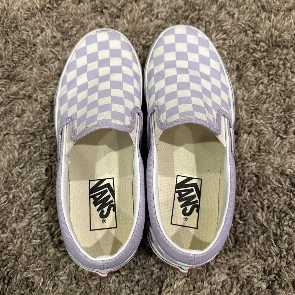 Vans Checkered Slip-On Shoes - Purple and White